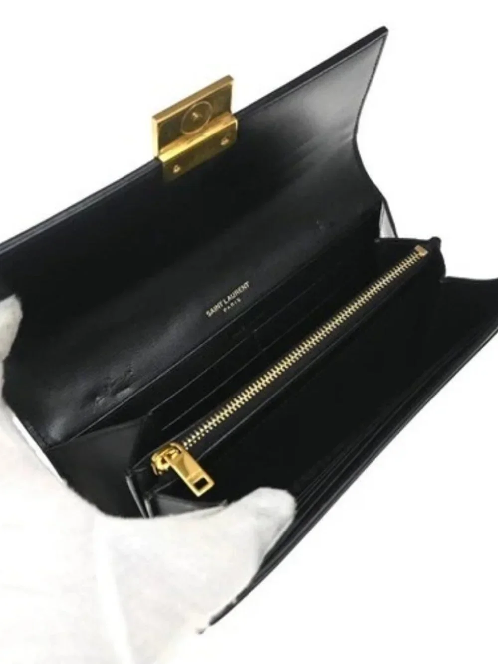 SAINT LAURENT YSL Logo Bifold Long Wallet Leather Black GHW Italy 68KP489 - Picture 9 of 16